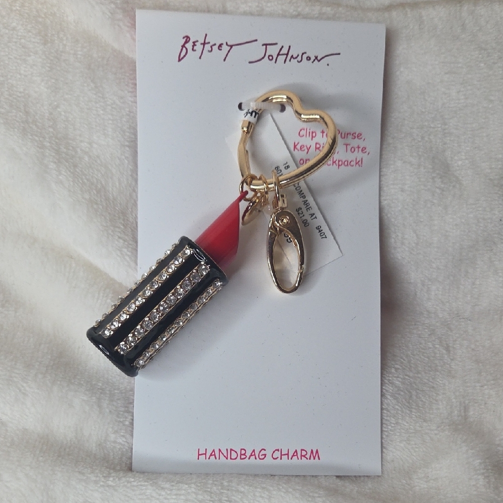 Betsey Johnson Black and Red Lipstick Key Holder